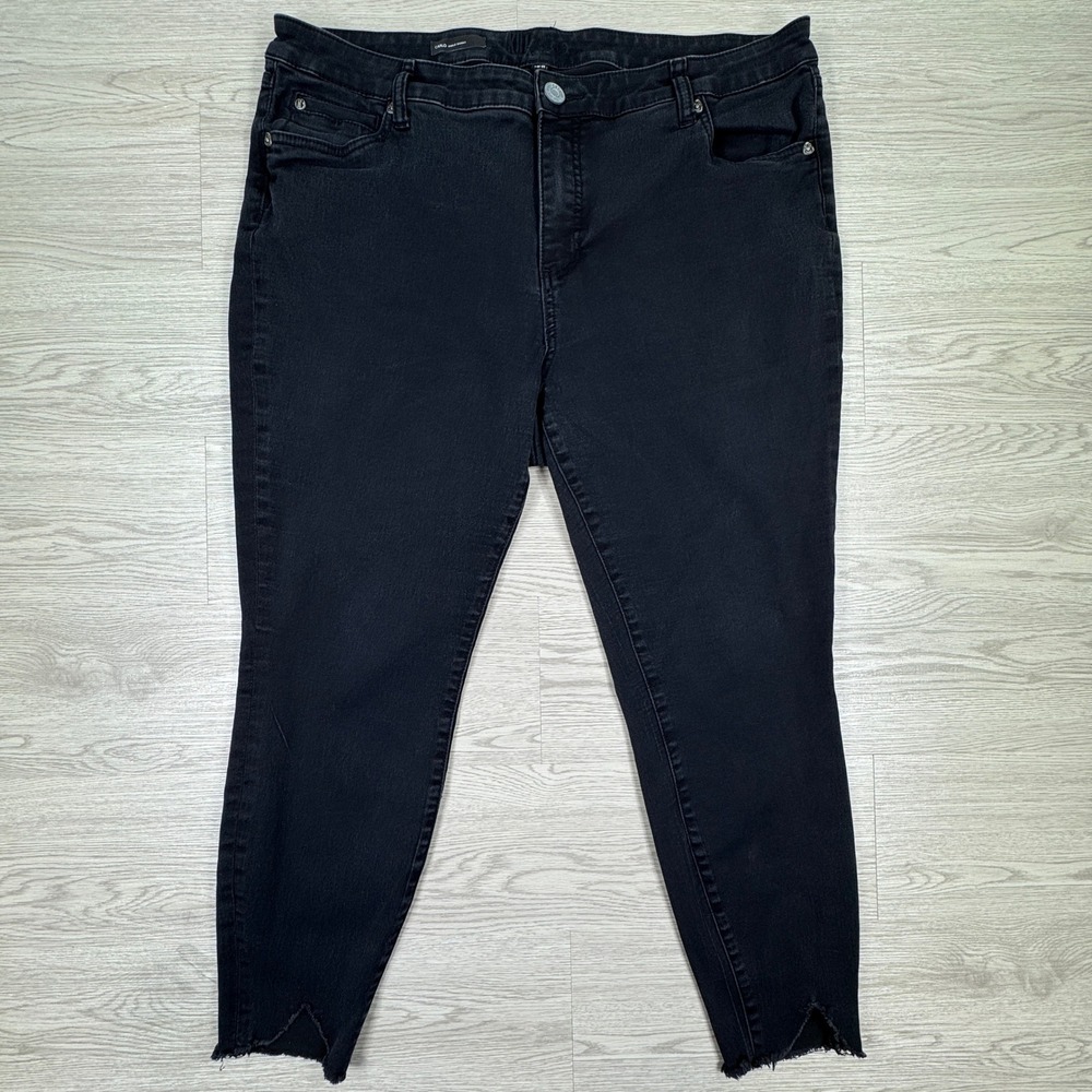 Kut from the Kloth Women Jeans Carlo Ankle Skinny Black‎ Raw Notched Hem 18W